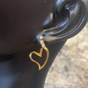 💛 Gold Heart Drop Earrings | Rhinestone Detail | Valentine’s 💛
